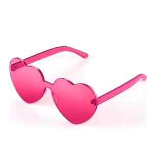 Heart Shaped Rimless Glasses in Deep Pink, Valentine’s Day Heart Sunglasses